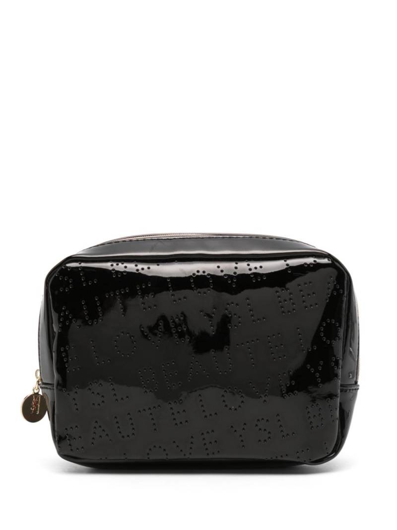 Saint Laurent Pre-Owned 2000s small perforated-logo make-up bag - Black von Saint Laurent Pre-Owned