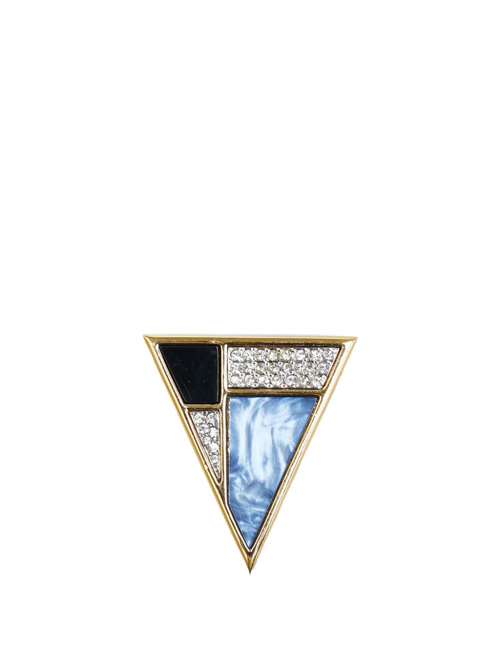 Saint Laurent Pre-Owned 2010-2023 Gold Plated Triangle Rhinestones costume brooch von Saint Laurent Pre-Owned