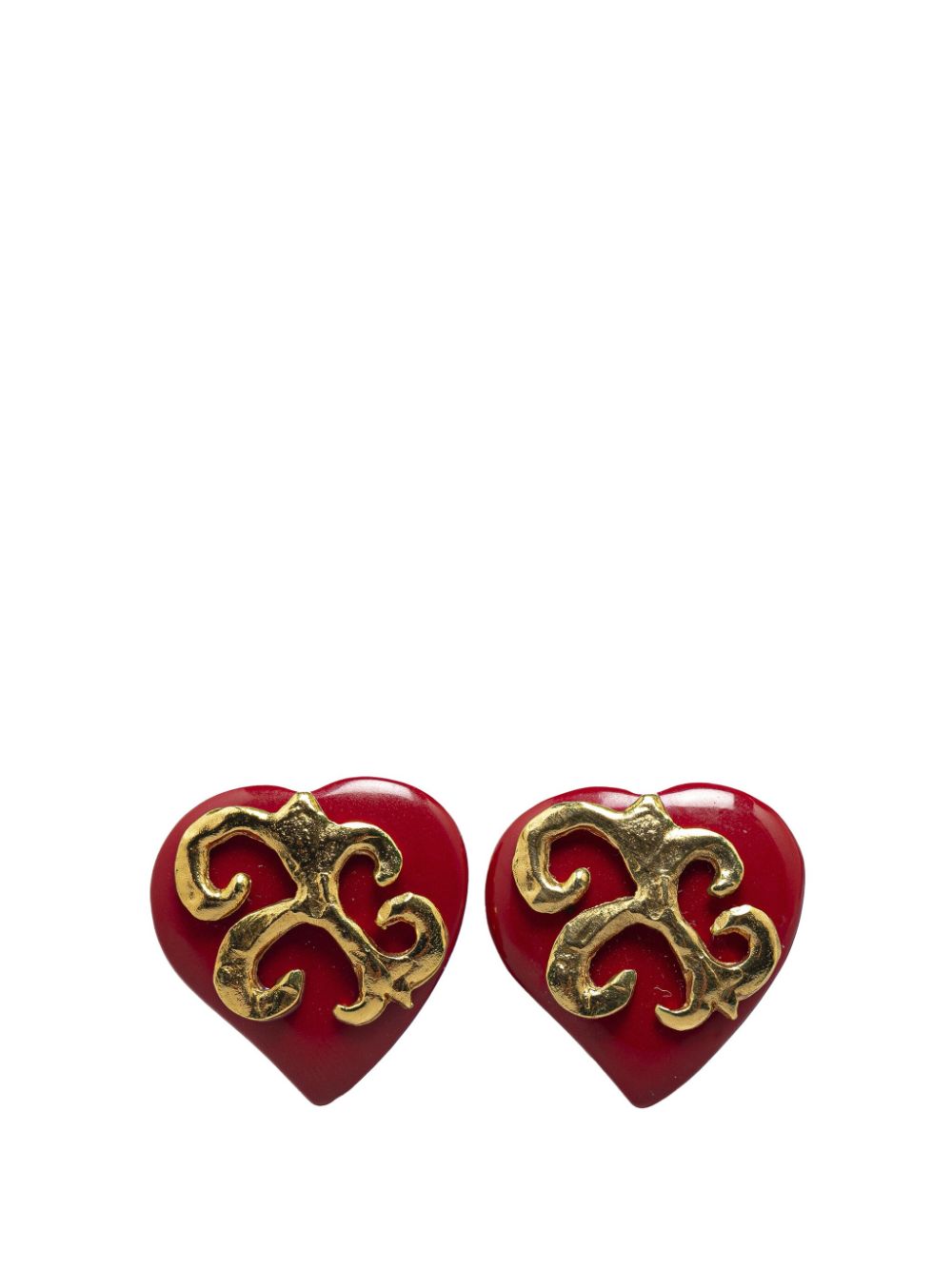 Saint Laurent Pre-Owned 2010-2023 Resin Heart Clip on costume earrings - Red von Saint Laurent Pre-Owned