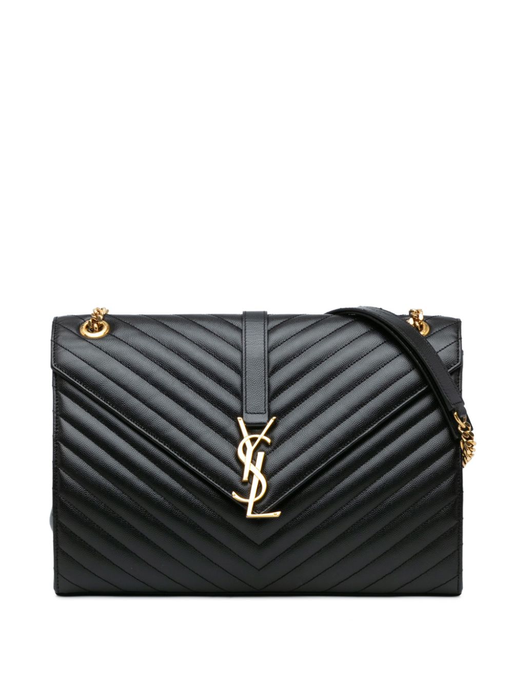 Saint Laurent Pre-Owned 2014 Large Monogram Chevron Quilted Envelope shoulder bag - Black von Saint Laurent Pre-Owned