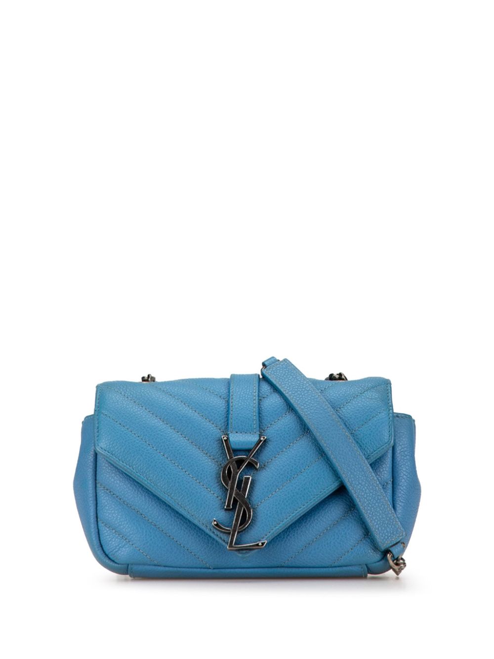 Saint Laurent Pre-Owned 2015 Baby Grained Calfskin Monogram Classic Chain crossbody bag - Blue von Saint Laurent Pre-Owned