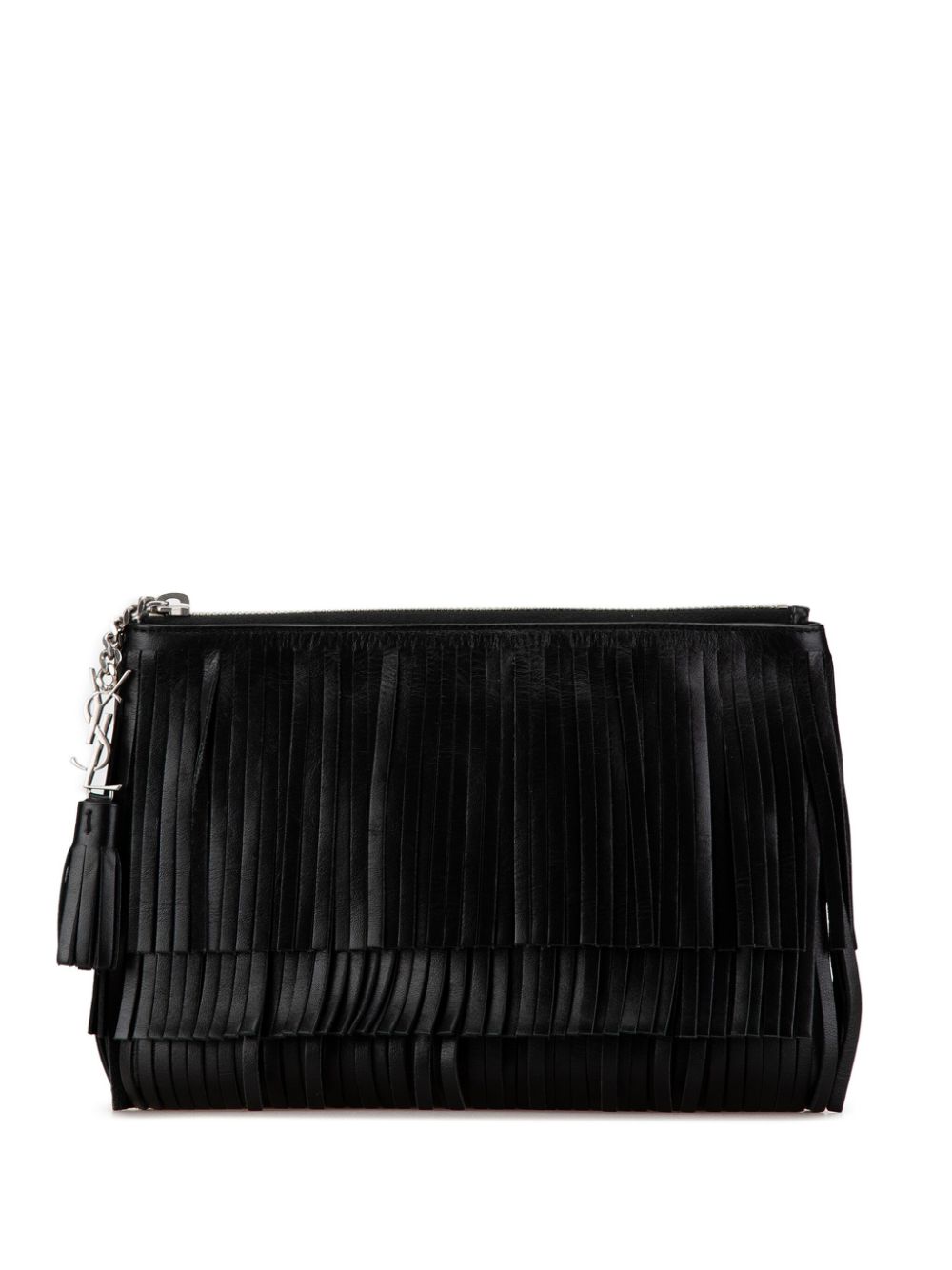 Saint Laurent Pre-Owned 2015 Leather Joulie Fringe clutch bag - Black von Saint Laurent Pre-Owned