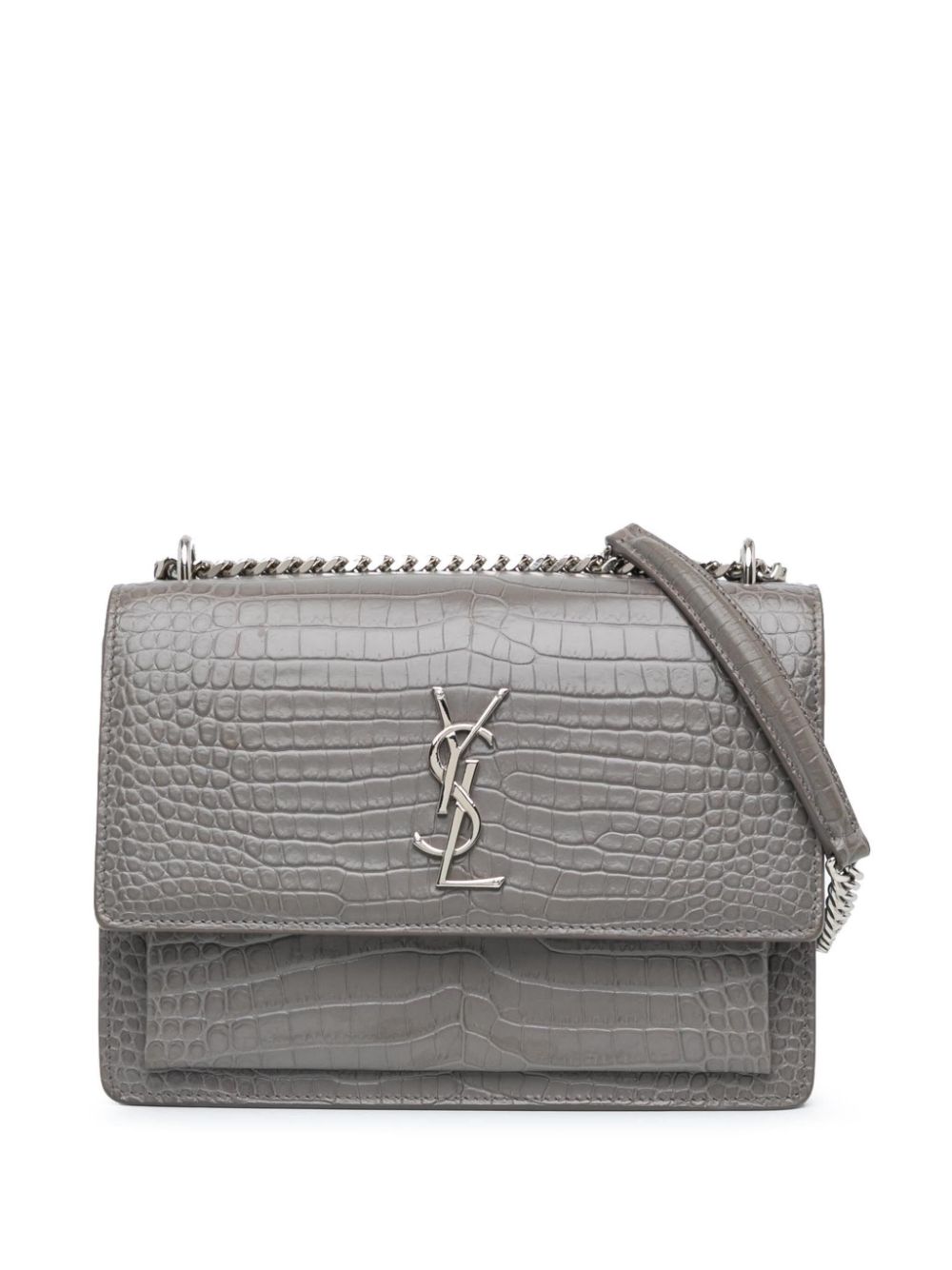 Saint Laurent Pre-Owned 2017 Medium Croc Embossed Monogram Sunset crossbody bag - Grey von Saint Laurent Pre-Owned