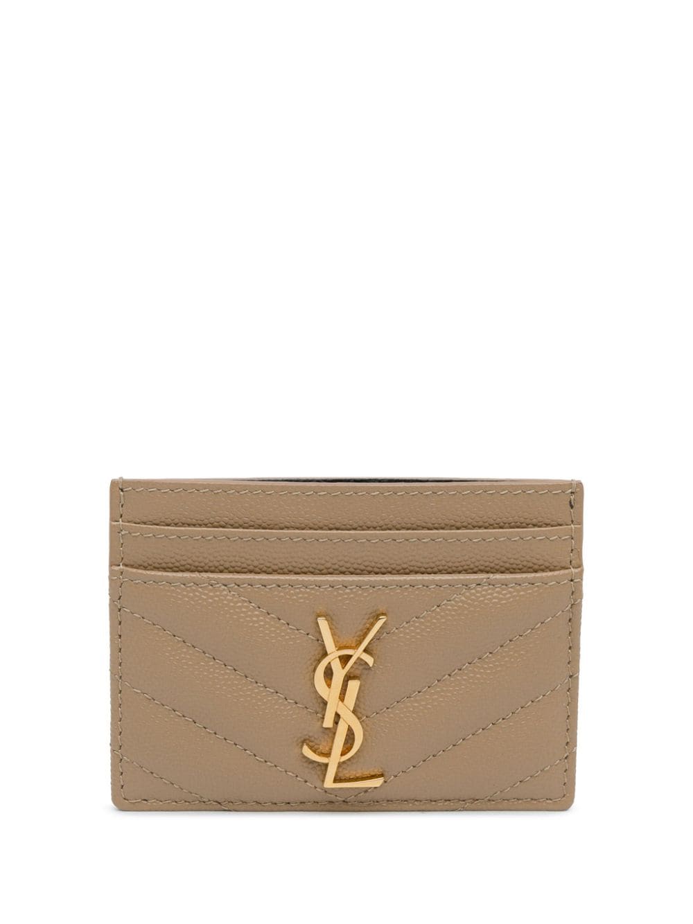 Saint Laurent Pre-Owned 2019 Grain De Poudre Cassandre Matelasse Case card holder - Brown von Saint Laurent Pre-Owned