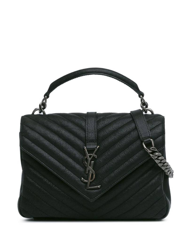 Saint Laurent Pre-Owned 2020 Medium Quilted Chevron Sheepskin College satchel - Black von Saint Laurent Pre-Owned