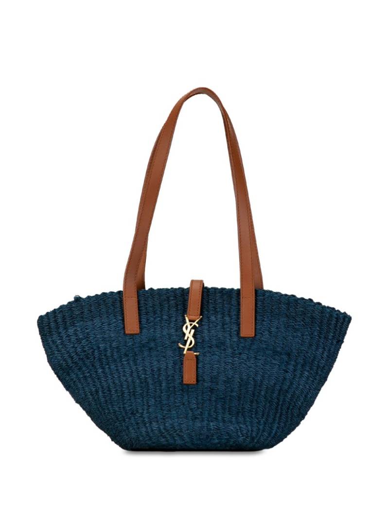 Saint Laurent Pre-Owned 2022 Small Raffia Panier tote bag - Blue von Saint Laurent Pre-Owned