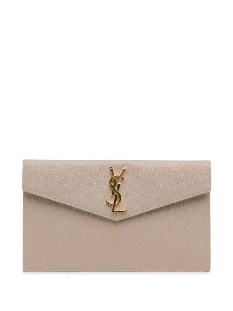 Saint Laurent Pre-Owned 2023 Grain De Poudre Uptown Pouch clutch bag - Brown von Saint Laurent Pre-Owned