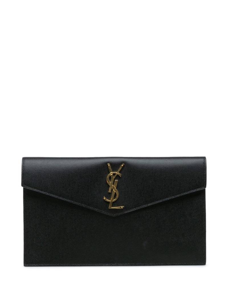 Saint Laurent Pre-Owned 2023 Grain de Poudre Uptown Pouch clutch bag - Black von Saint Laurent Pre-Owned