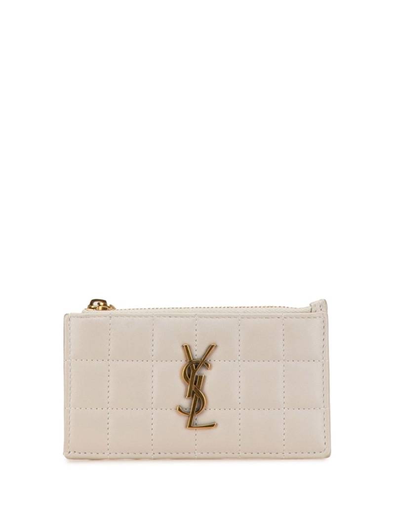 Saint Laurent Pre-Owned 2023 Quilted Leather Cassandre card holder - White von Saint Laurent Pre-Owned