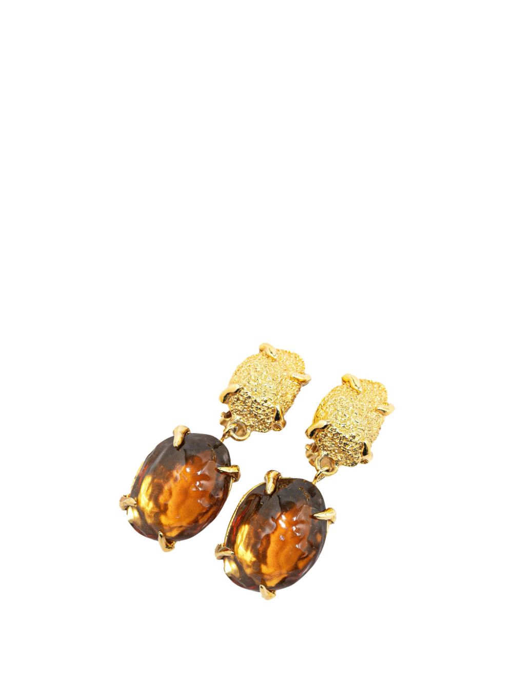 Saint Laurent Pre-Owned 20th Century Gold Plated Resin Drop Clip On costume earrings von Saint Laurent Pre-Owned