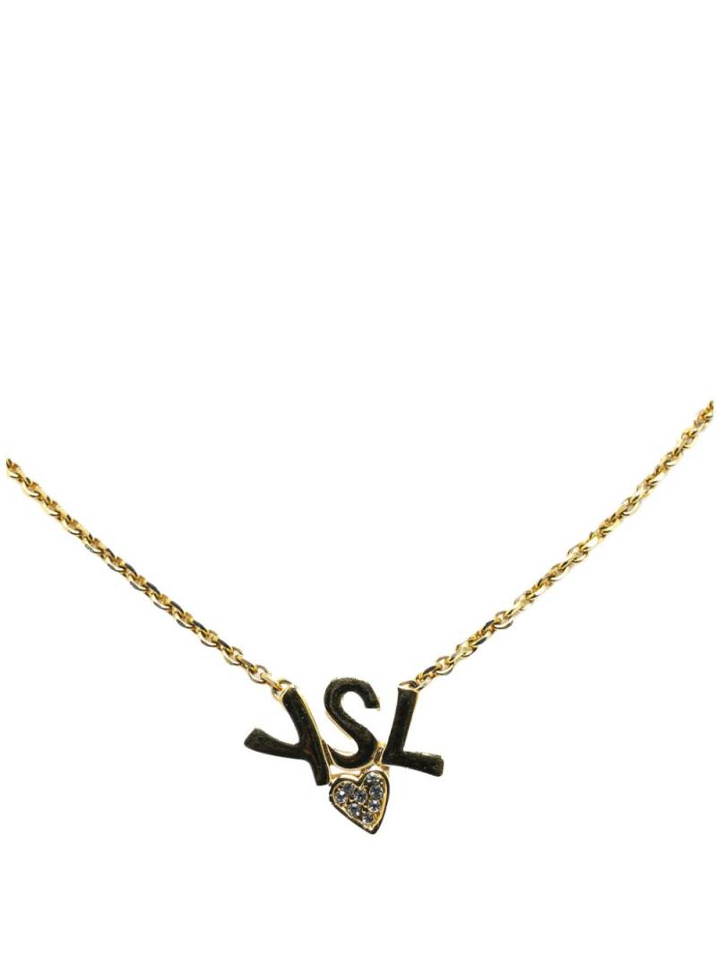 Saint Laurent Pre-Owned 20th Century Gold Plated Rhinestone Logo Heart costume necklace von Saint Laurent Pre-Owned