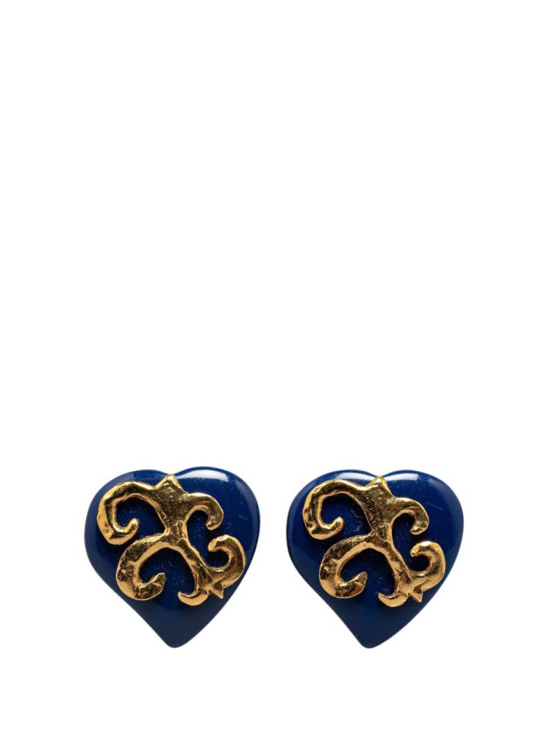 Saint Laurent Pre-Owned 20th Century Resin Heart Clip On costume earrings - Blue von Saint Laurent Pre-Owned