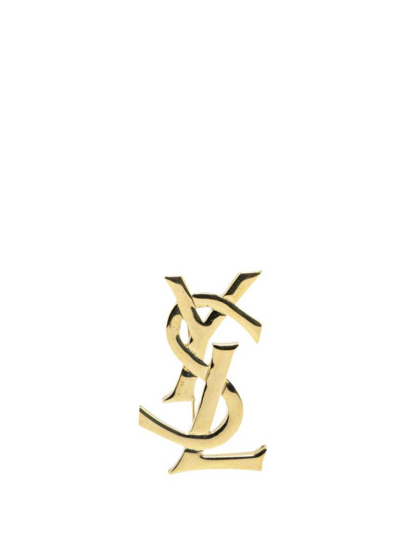 Saint Laurent Pre-Owned 21th Century Gold Plated Monogram costume brooch von Saint Laurent Pre-Owned