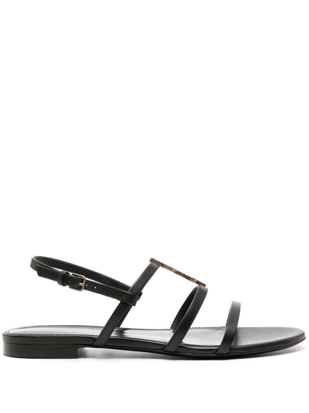 Saint Laurent Pre-Owned Cassandra-plaque leather sandals - Black von Saint Laurent Pre-Owned