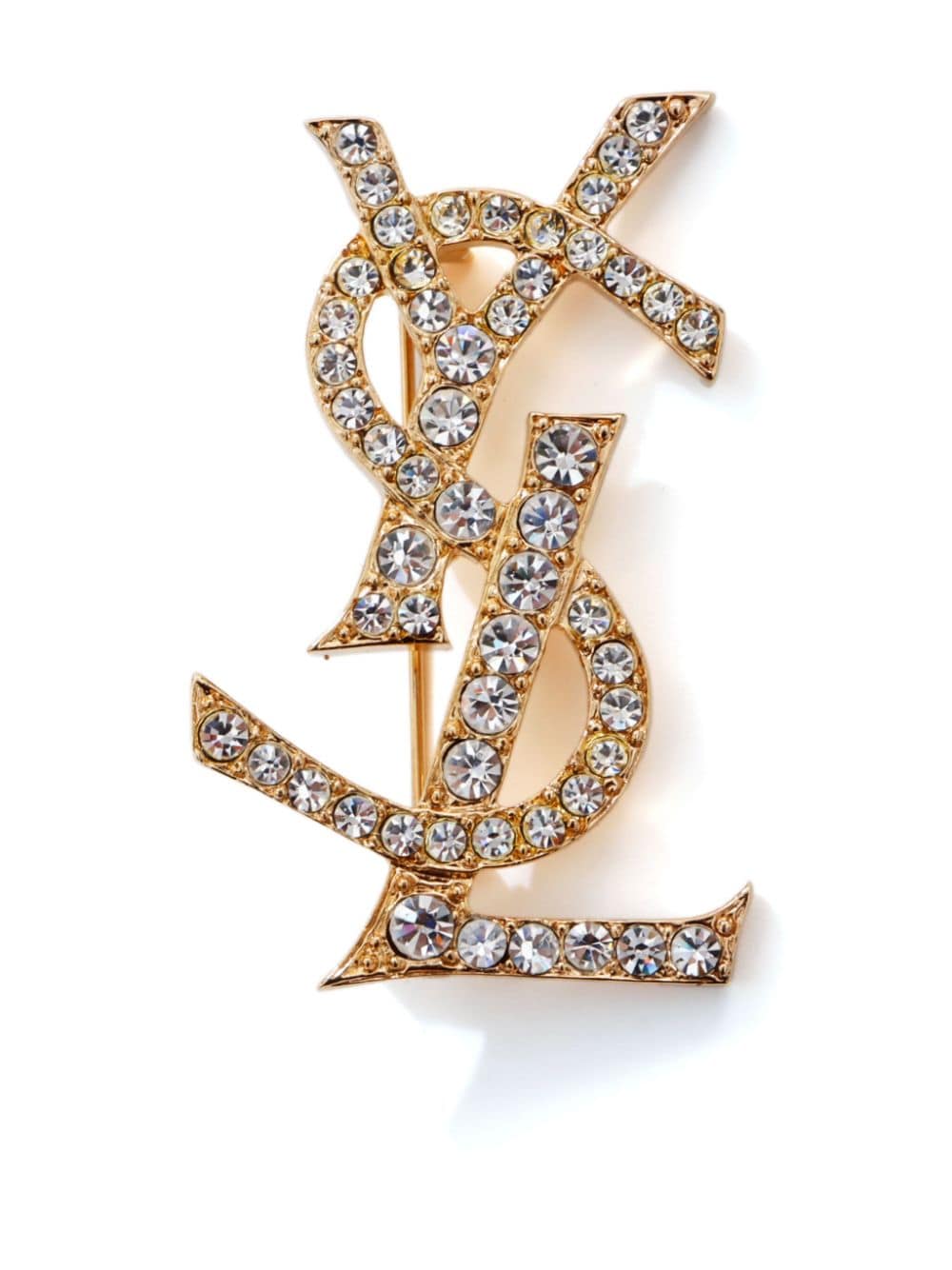 Saint Laurent Pre-Owned Cassandre rhinestone-embellished brooch - Gold von Saint Laurent Pre-Owned