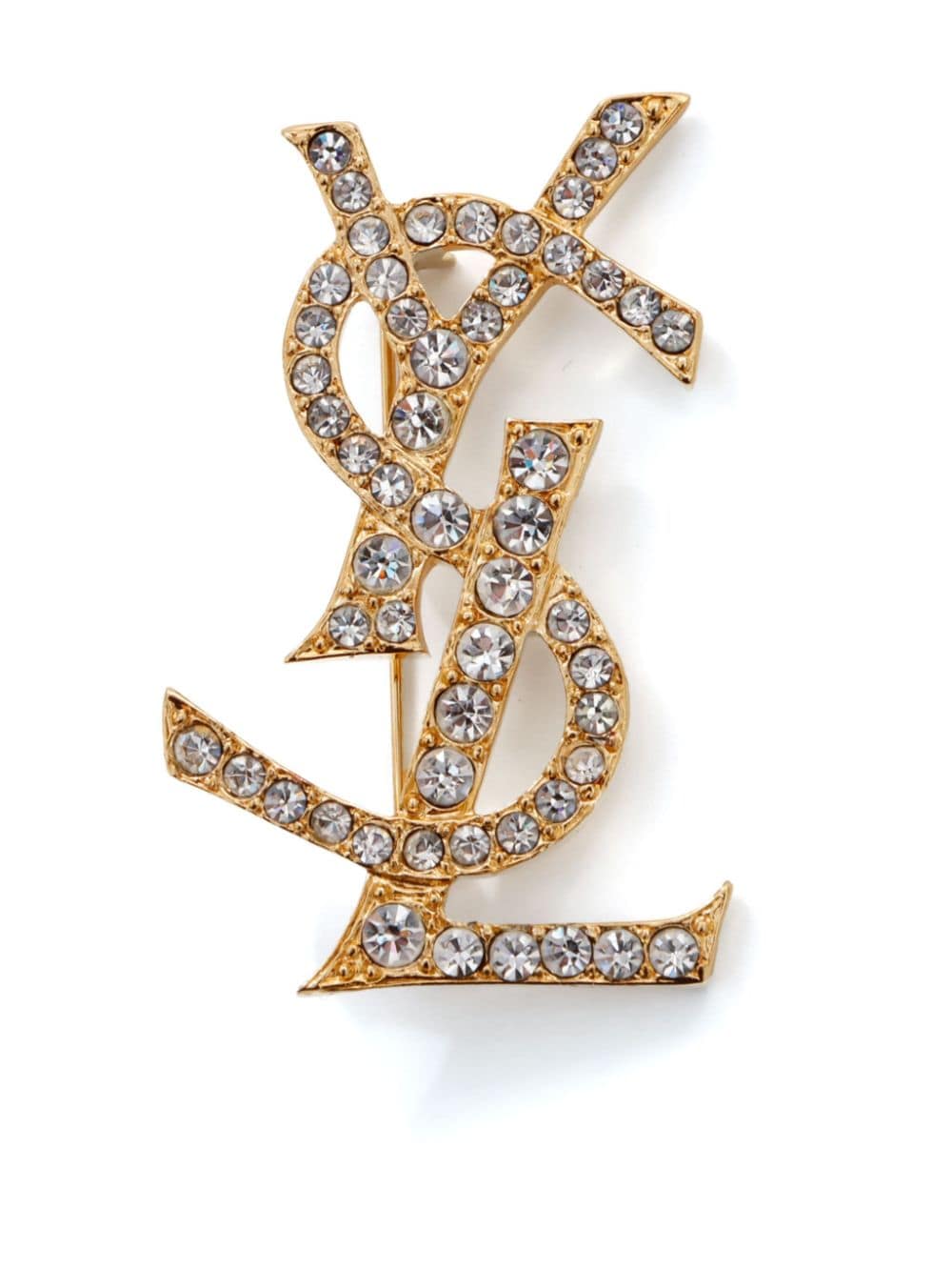 Saint Laurent Pre-Owned Cassandre rhinestone-embellished brooch - Gold von Saint Laurent Pre-Owned