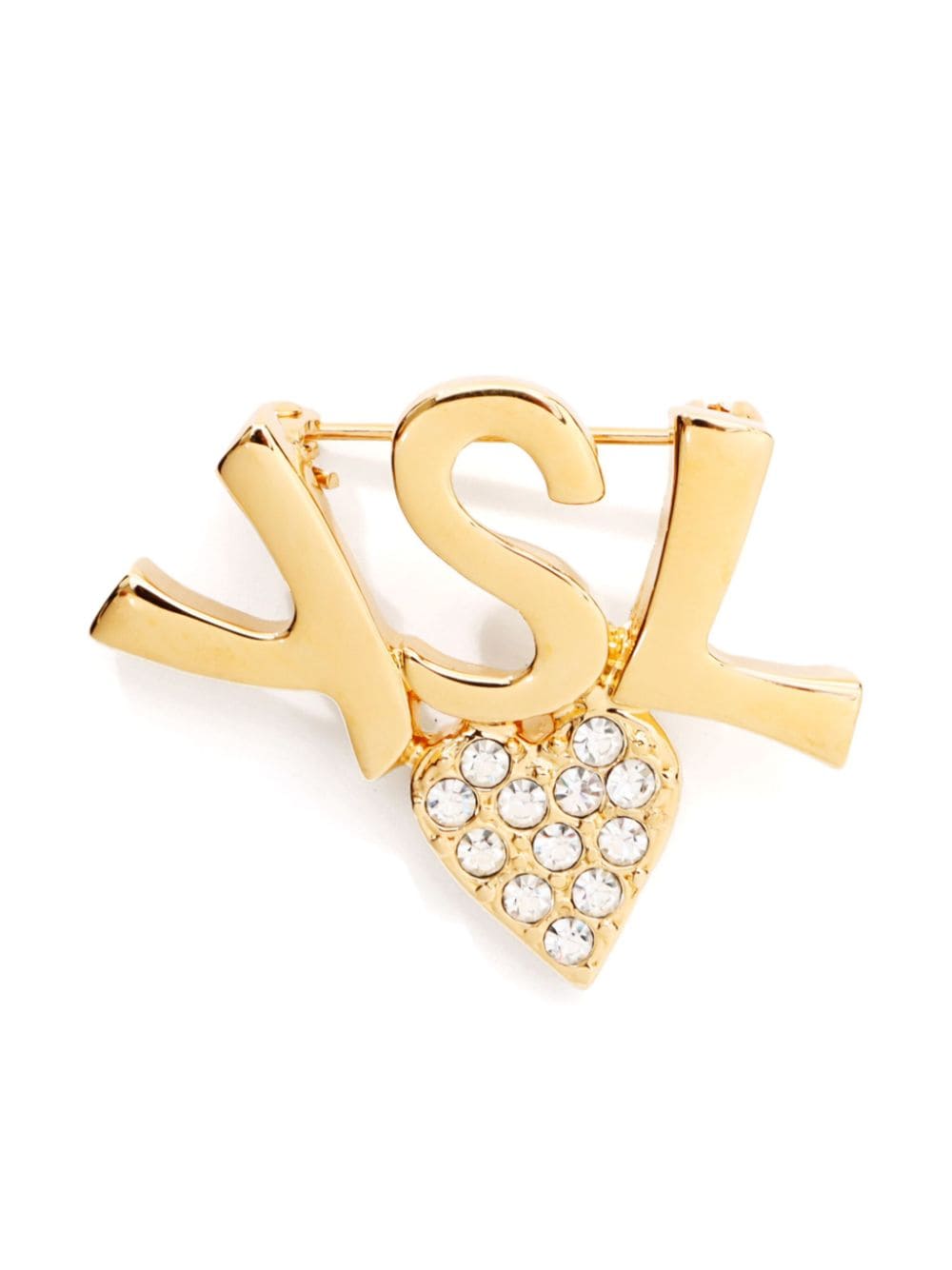 Saint Laurent Pre-Owned YSL rhinestone brooch - Gold von Saint Laurent Pre-Owned