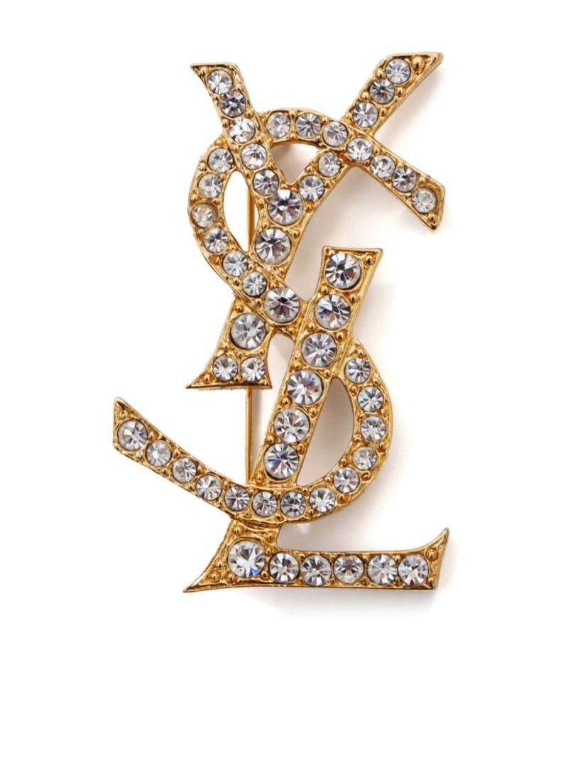 Saint Laurent Pre-Owned YSL rhinestone-embellished brooch - Gold von Saint Laurent Pre-Owned