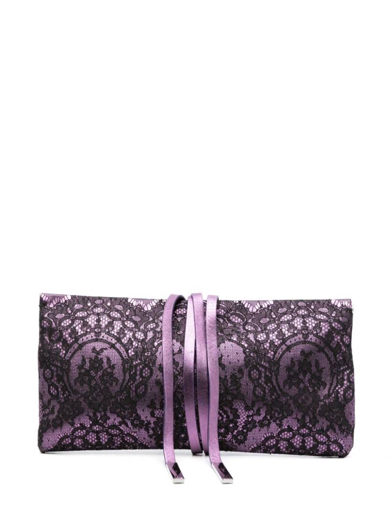 Saint Laurent Pre-Owned lace-overlay clutch bag - Purple von Saint Laurent Pre-Owned