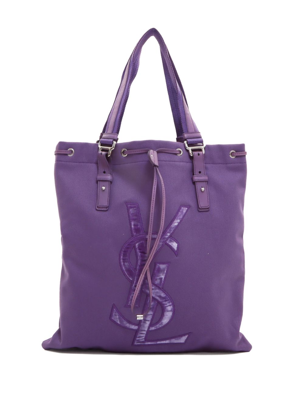 Saint Laurent Pre-Owned logo-appliqué canvas tote bag - Purple von Saint Laurent Pre-Owned