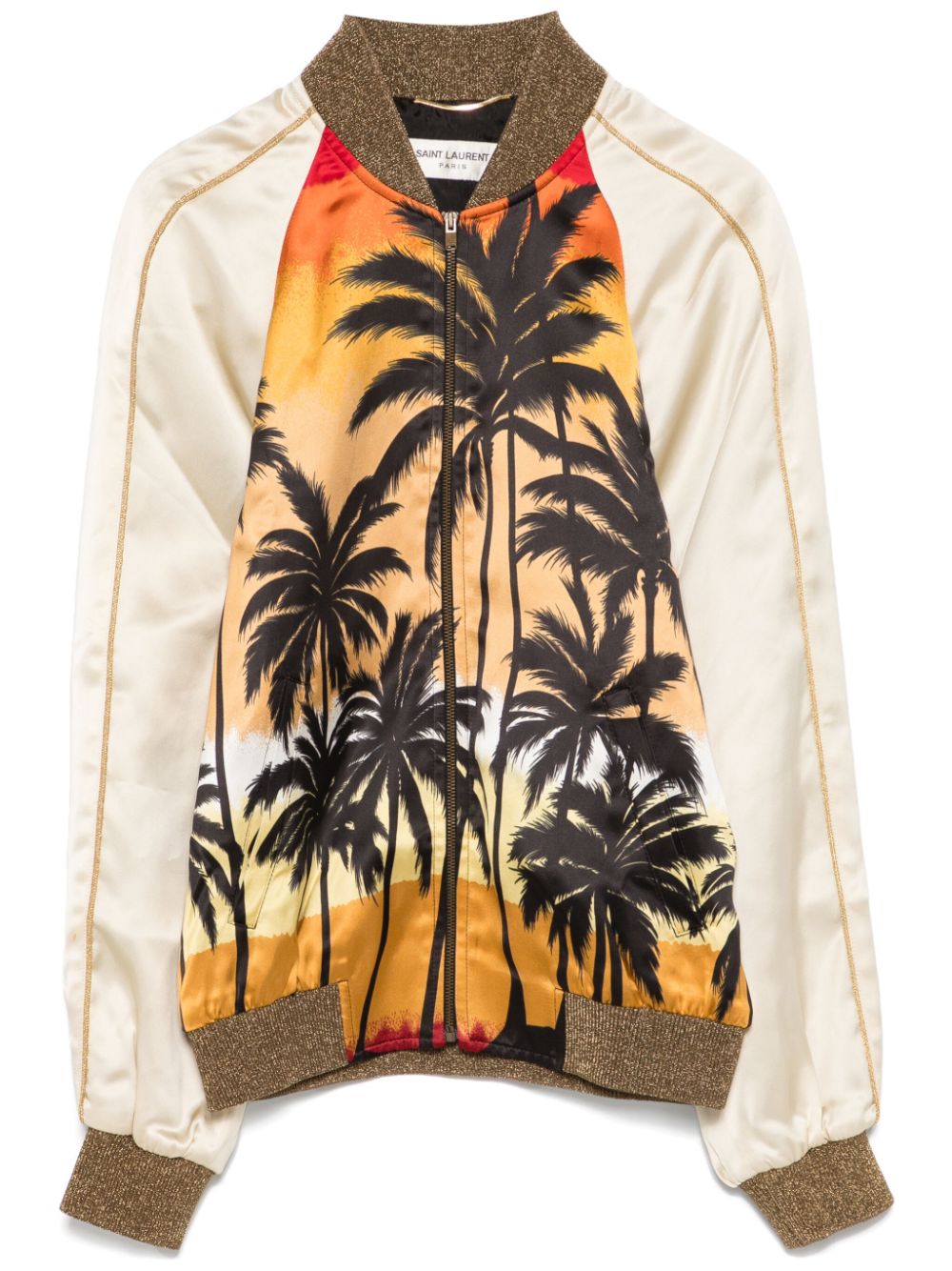 Saint Laurent Pre-Owned palm-tree print bomber jacket - Orange von Saint Laurent Pre-Owned