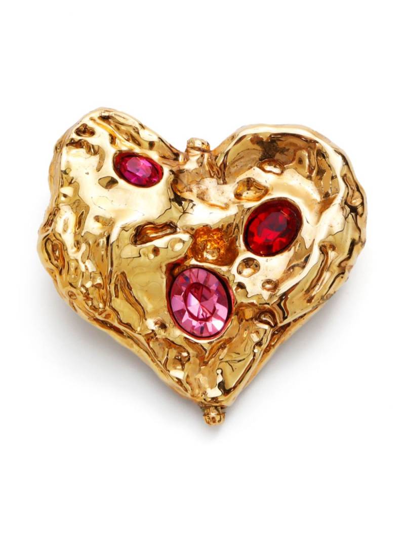 Saint Laurent Pre-Owned rhinestone-embellished heart brooch - Gold von Saint Laurent Pre-Owned