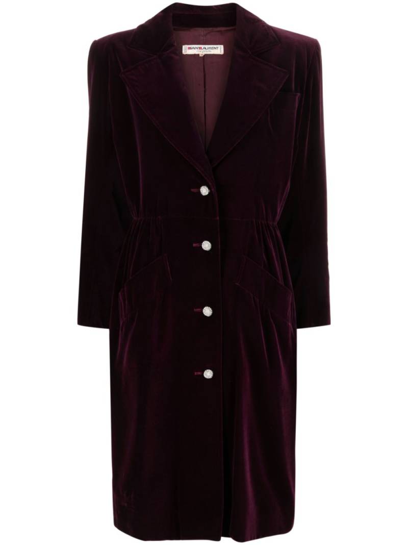 Saint Laurent Pre-Owned single-breasted velvet coat - Purple von Saint Laurent Pre-Owned