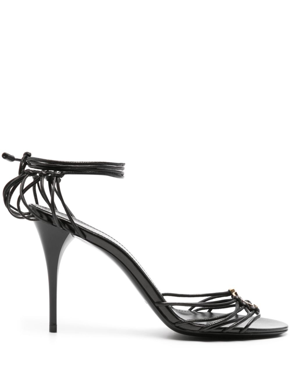 Saint Laurent 90mm Babylone Cassandre-plaque leather sandals - Black von Saint Laurent