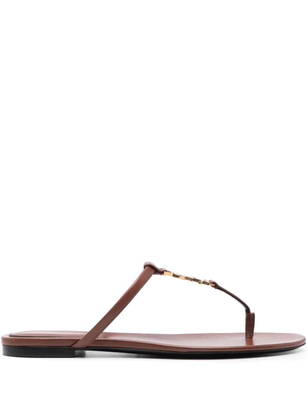 Saint Laurent Cassandra leather flip flops - Brown von Saint Laurent