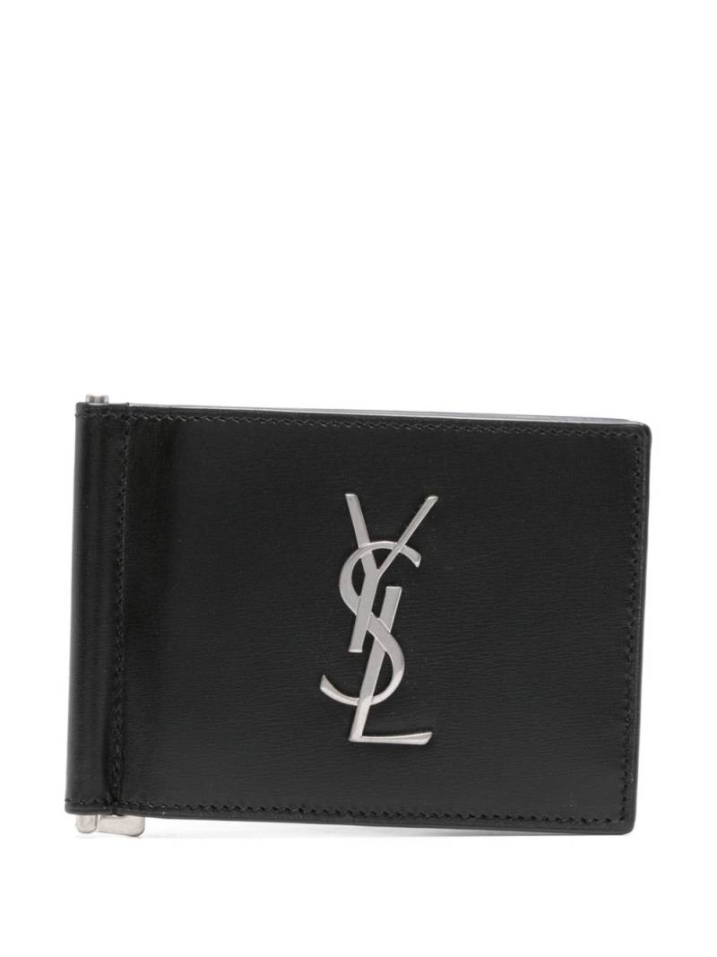 Saint Laurent Cassandre bi-fold leather wallet - Black von Saint Laurent