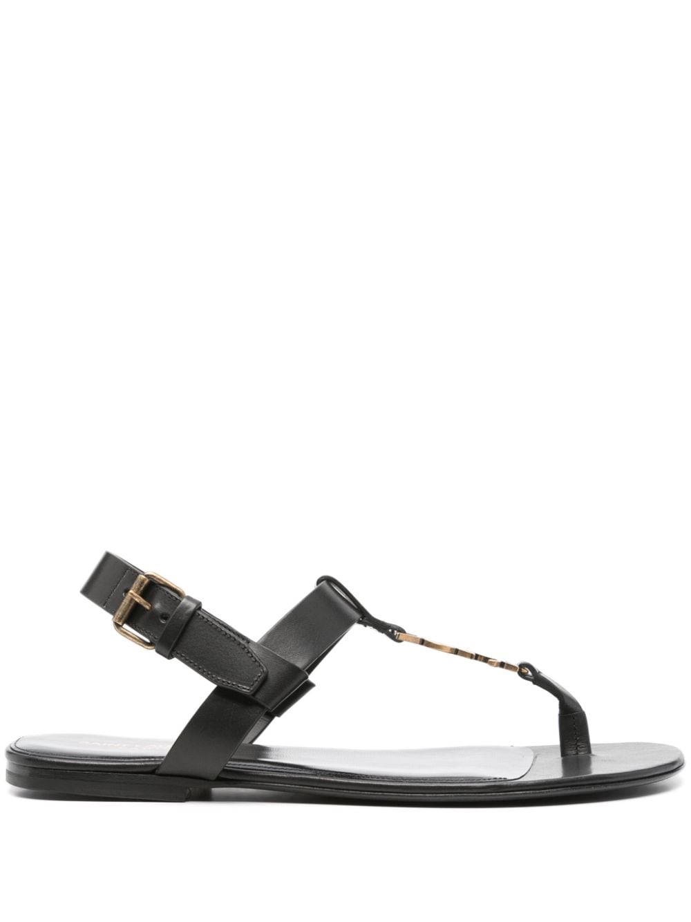 Saint Laurent Cassandre-plaque leather sandals - Black von Saint Laurent