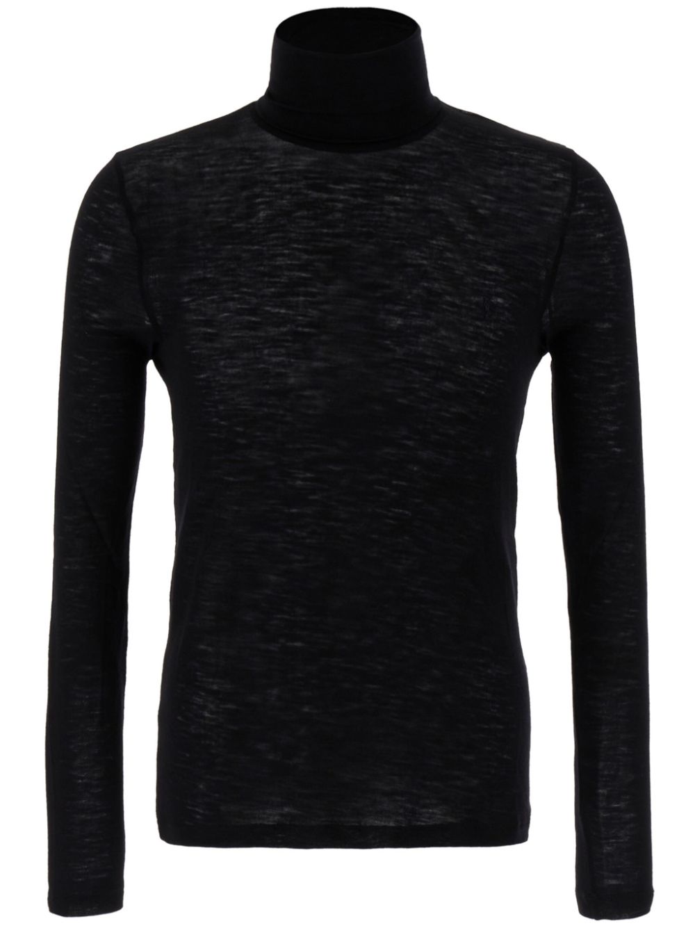 Saint Laurent Cassandre-embroidered roll-neck jumper - Black von Saint Laurent