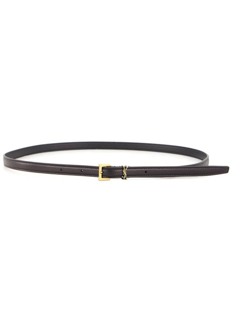 Saint Laurent Cassandre leather belt - Black von Saint Laurent