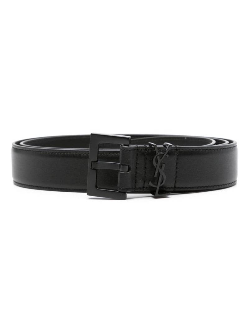 Saint Laurent Cassandre leather belt - Black von Saint Laurent