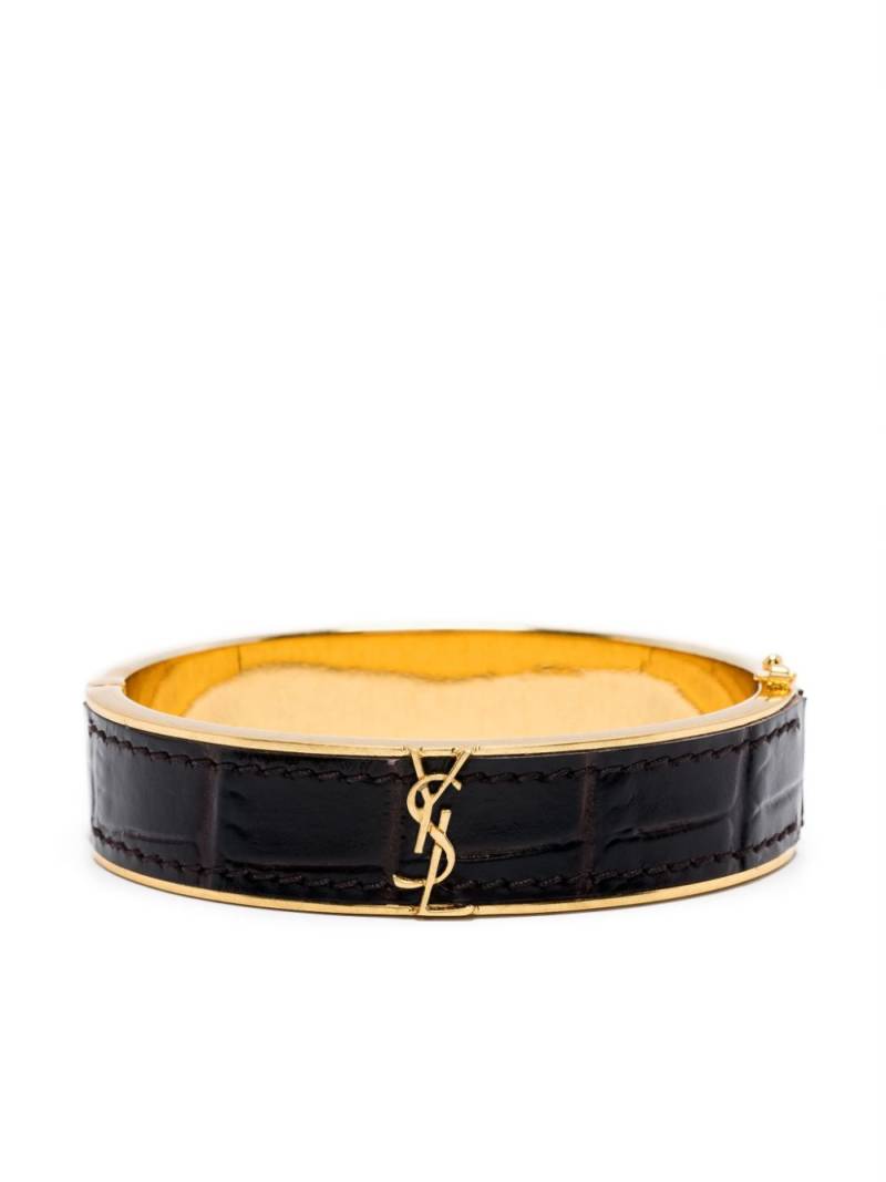 Saint Laurent Cassandre leather bracelet - Black von Saint Laurent