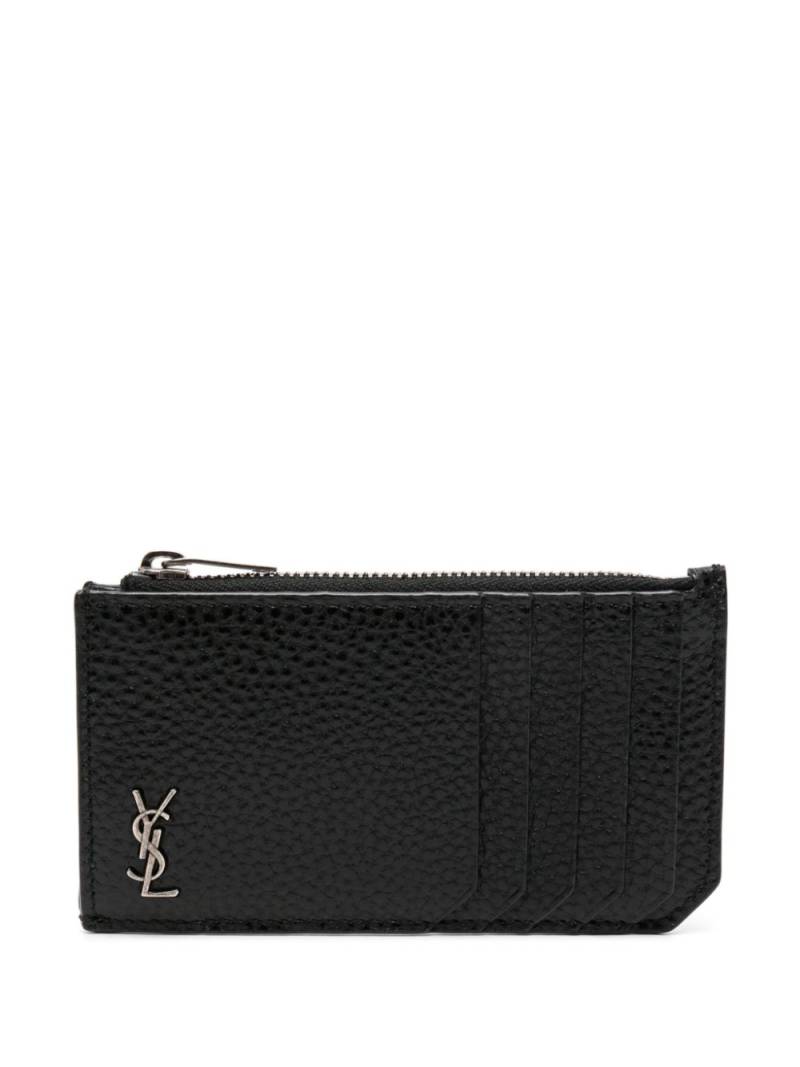 Saint Laurent Cassandre leather cardholder - Black von Saint Laurent