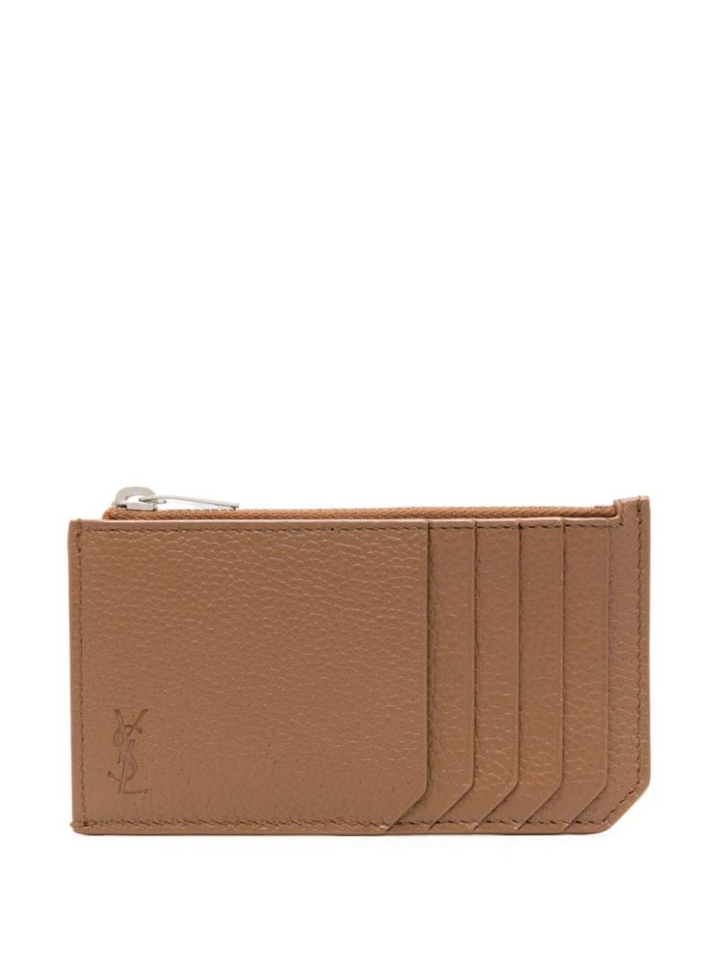 Saint Laurent Cassandre leather cardholder - Brown von Saint Laurent