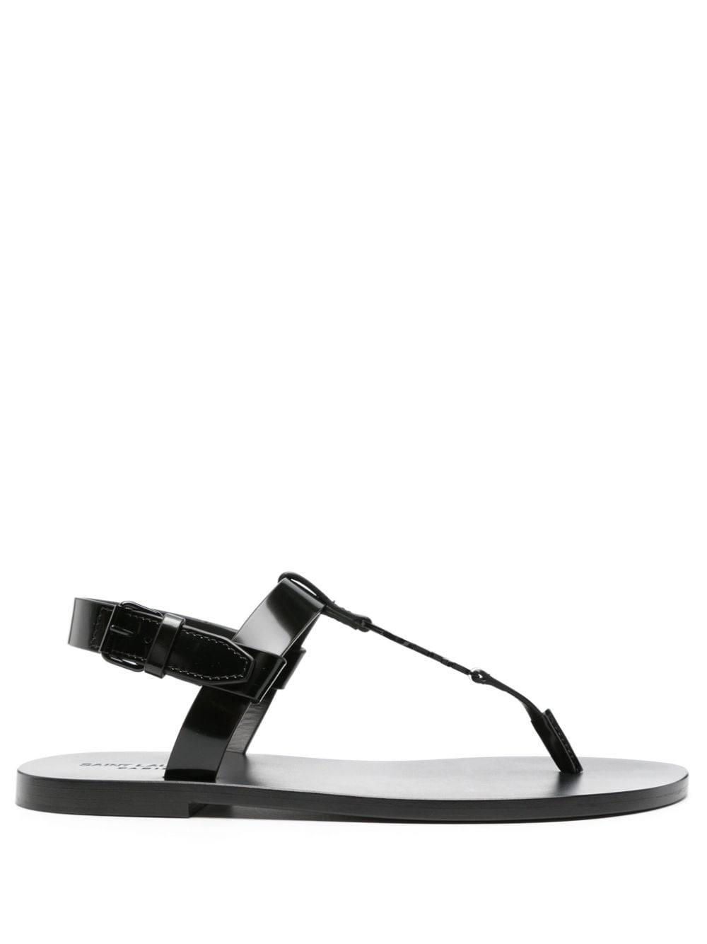 Saint Laurent Cassandre leather sandals - Black von Saint Laurent