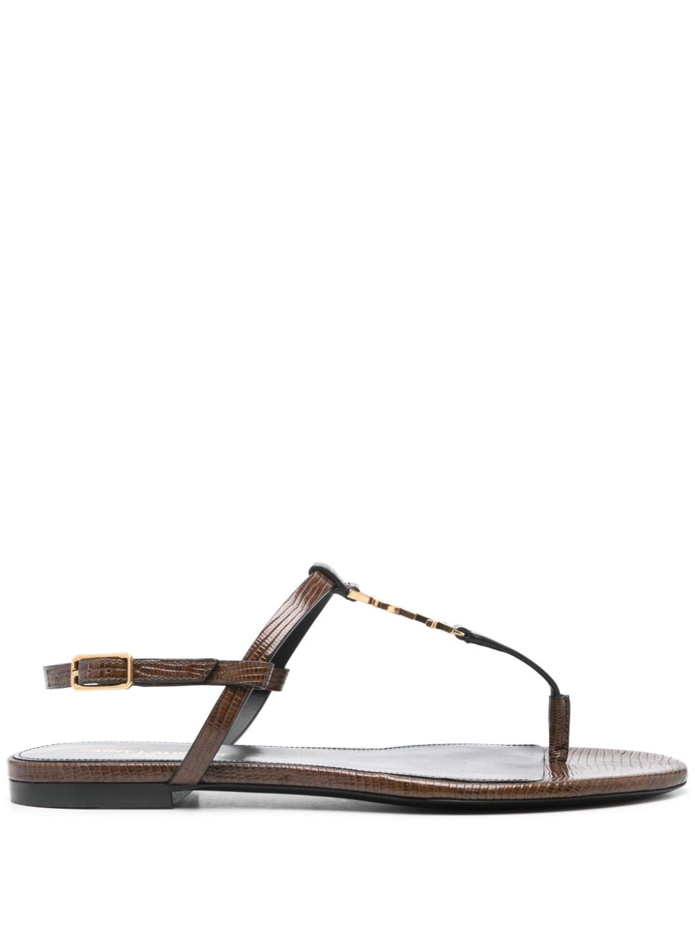 Saint Laurent Cassandre-plaque leather sandals - Brown von Saint Laurent