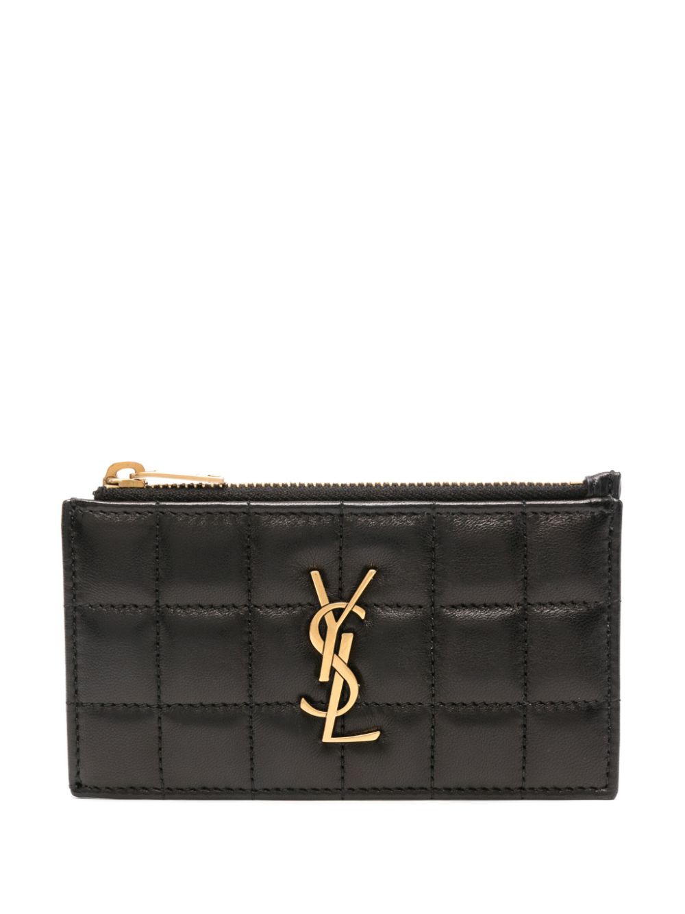 Saint Laurent Cassandre-plaque quilted card holder - Black von Saint Laurent