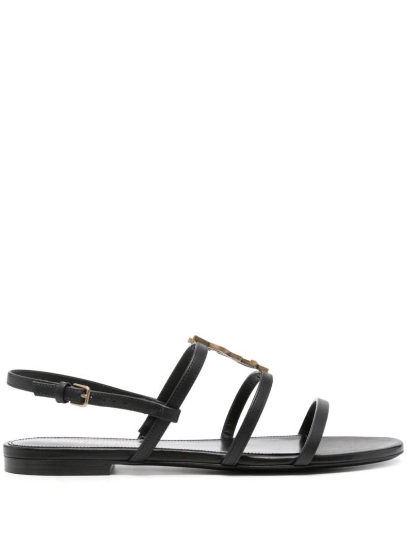 Saint Laurent Cassandre-plaque sandals - Black von Saint Laurent