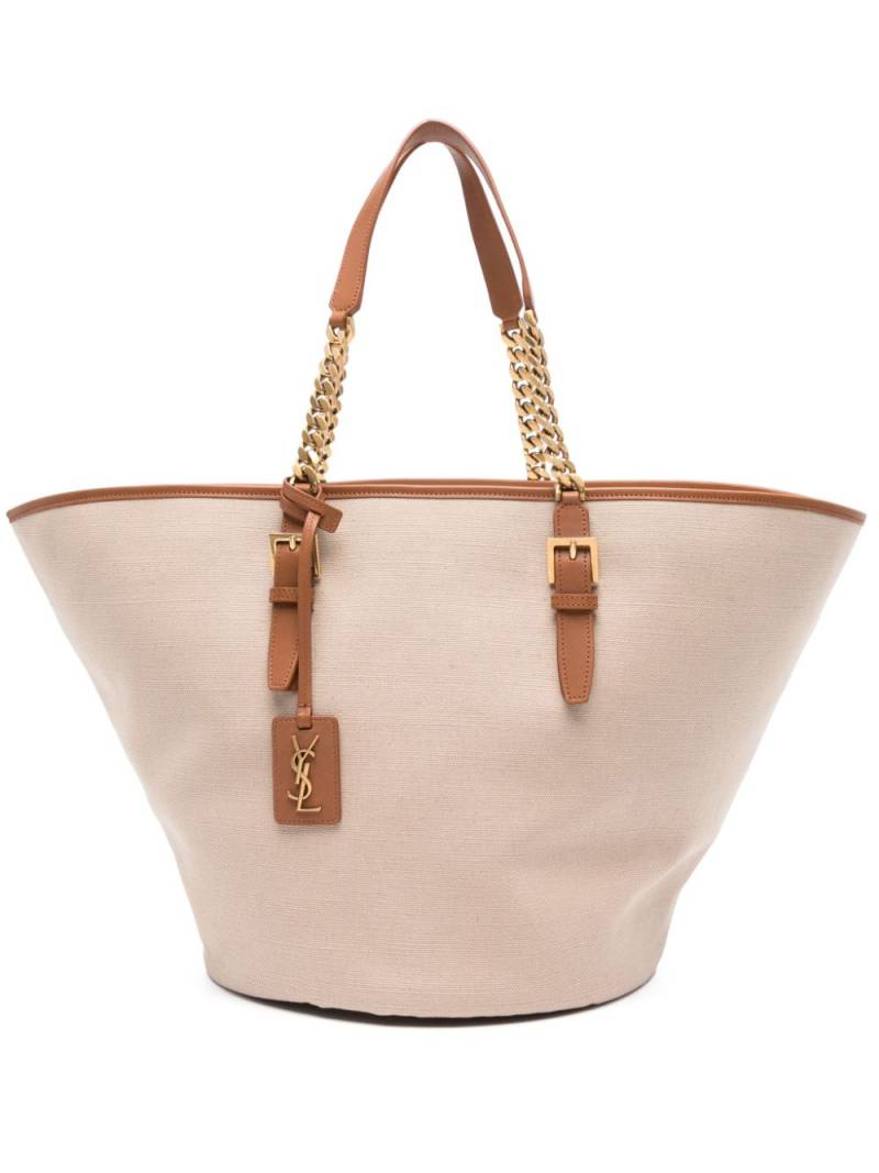 Saint Laurent Cassandre-tag canvas tote bag - Neutrals von Saint Laurent