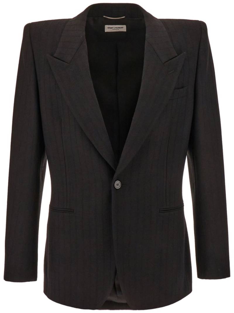 Saint Laurent Grain de Poudre wool single-breasted blazer - Black von Saint Laurent