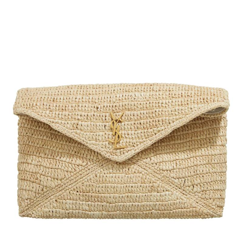 Saint Laurent Handtasche - Cassandre Large Envelope Pouch In Raffia - Gr. unisize - in Beige - für Damen von Saint Laurent