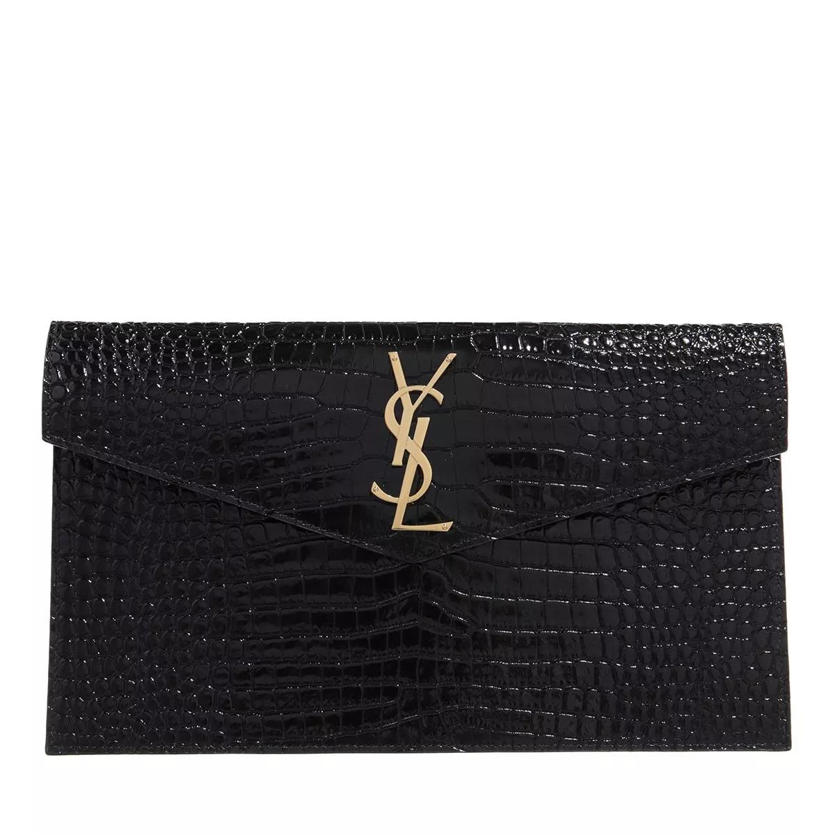 Saint Laurent Handtasche - Uptown Crocodile Embossed Pouch - Gr. unisize - in Schwarz - für Damen von Saint Laurent