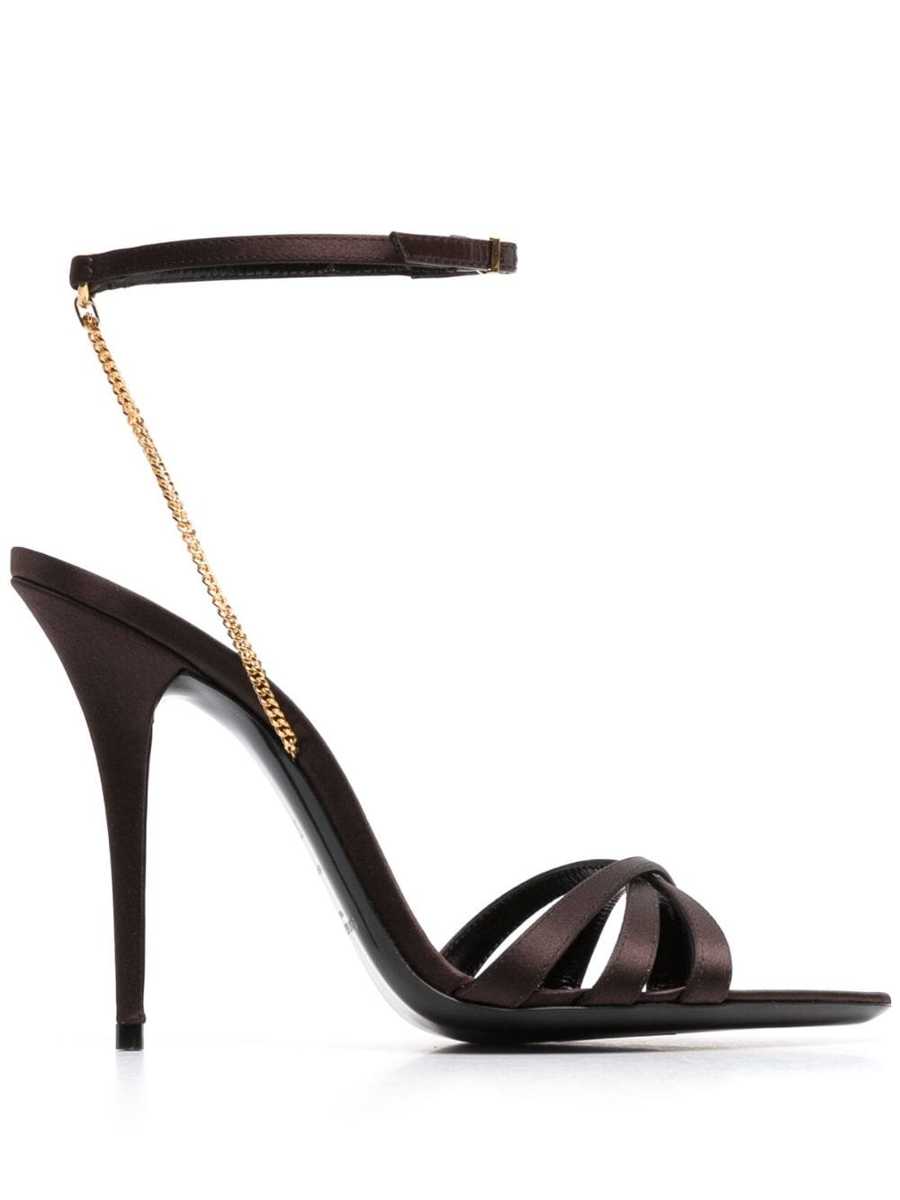 Saint Laurent Melody 115mm satin sandals - Brown von Saint Laurent