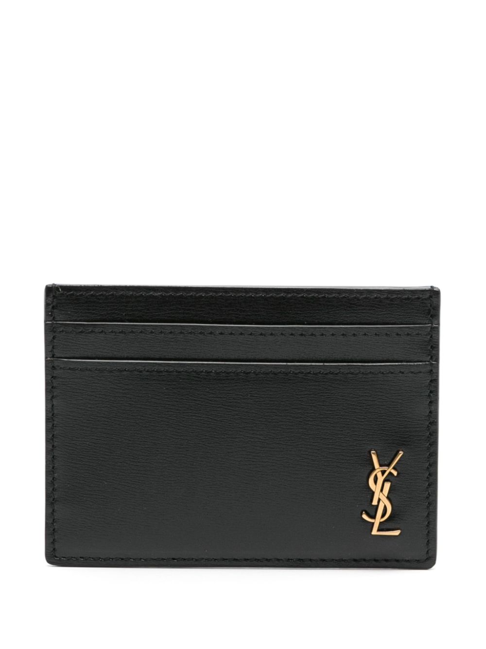 Saint Laurent Cassandre-logo leather cardholder - Black von Saint Laurent