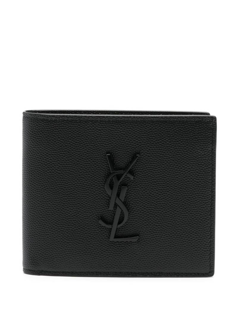 Saint Laurent Cassandre-logo leather wallet - Black von Saint Laurent