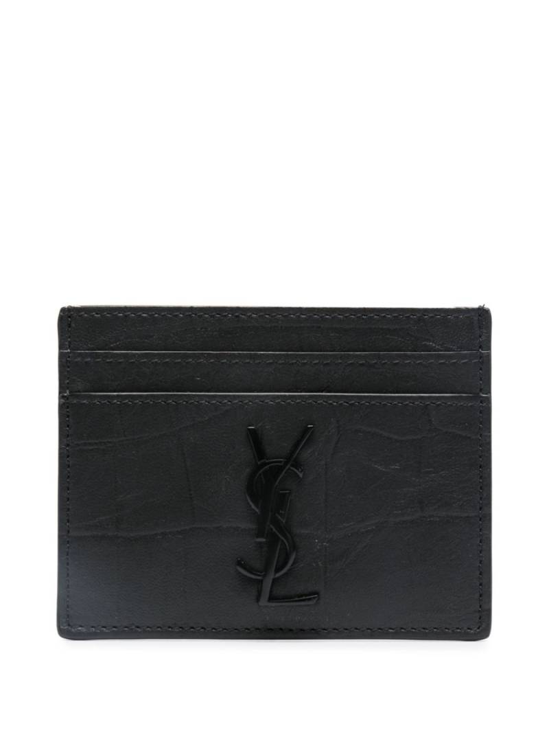 Saint Laurent Monogram logo plaque cardholder - Black von Saint Laurent