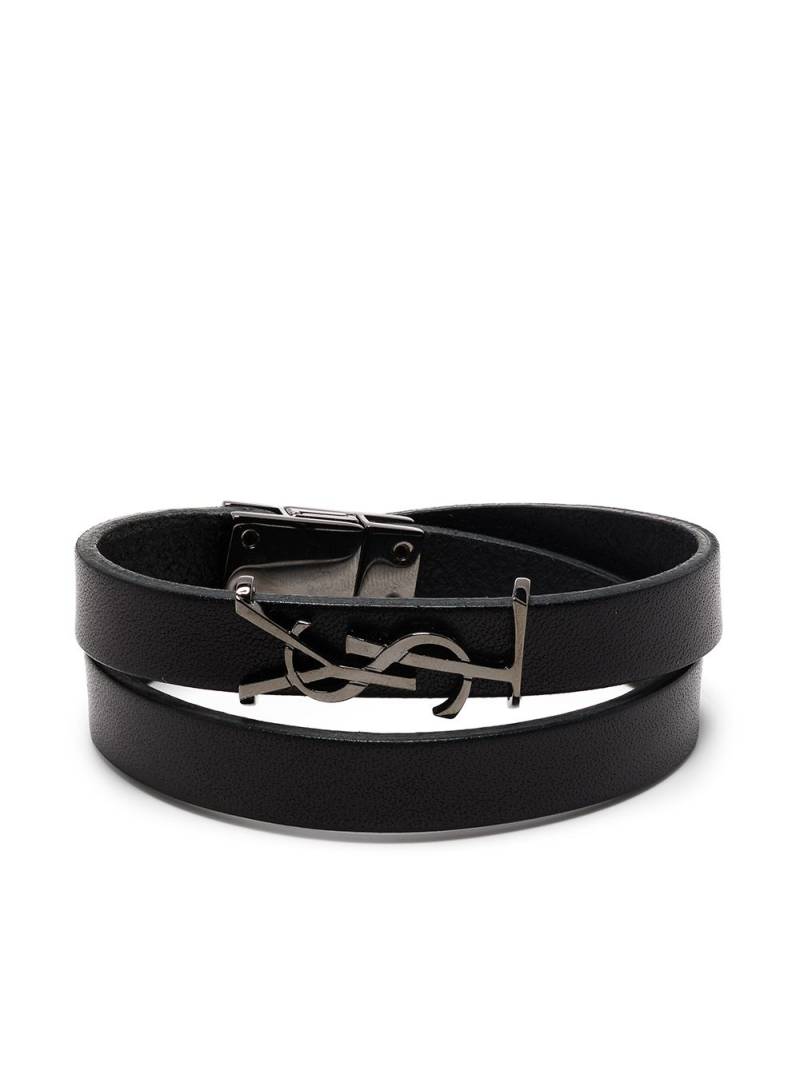 Saint Laurent Opyum logo plaque bracelet - Black von Saint Laurent